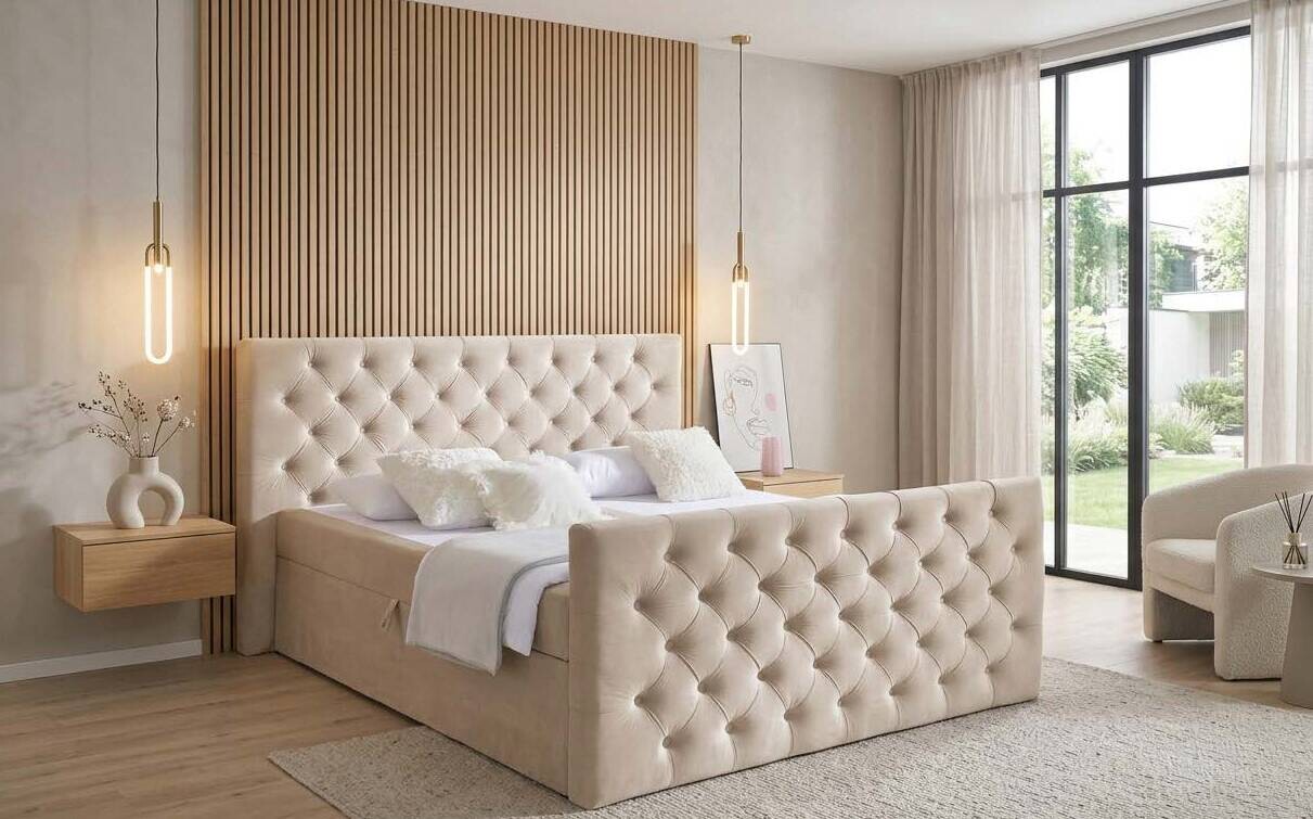 Boxbett Glow creme Liegefläche B/L: ca. 160x200 cm