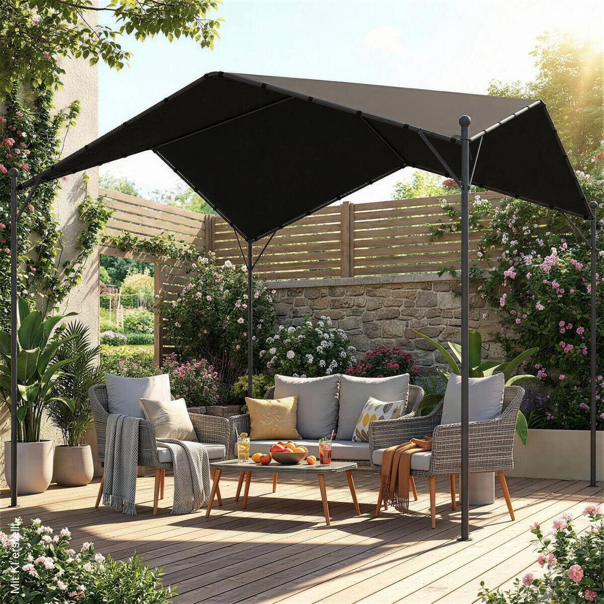 Outsunny Pergola dunkelgrau Metall B/H/L: ca. 300x280x300 cm
