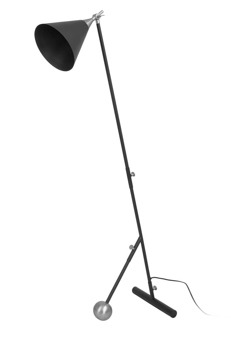 Kayoom Stehlampe schwarz silber Messing Eisen Aluminium B/H/L: ca. 32x144x59 cm E27 1 Brennstellen