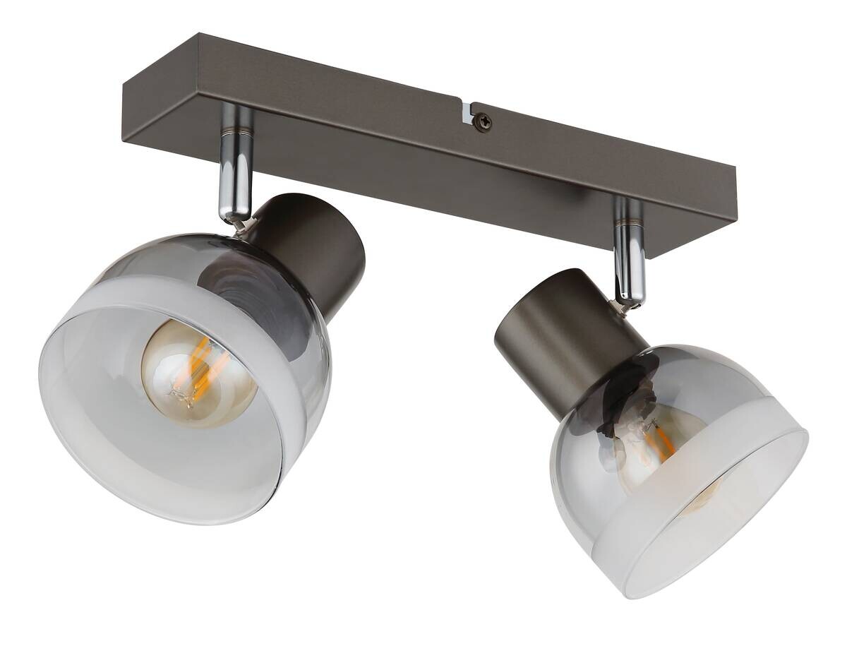 GLOBO Spot Rauch schwarz Glas Metall B/H/L: ca. 10x14x26 cm E14 2 Brennstellen