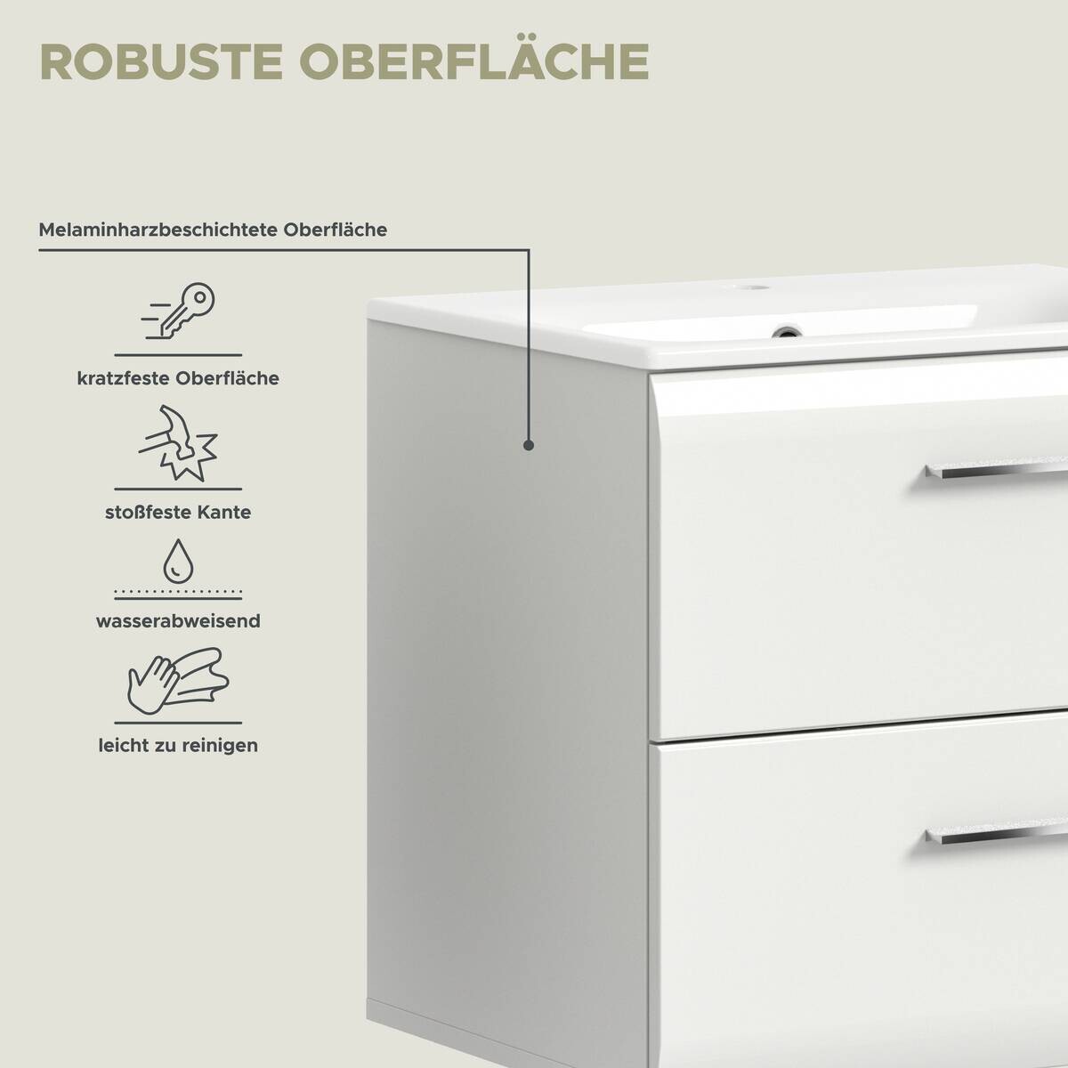 Badezimmer-Set Ice weiß weiß Hochglanz B/H/T: ca. 105x185x46 cm