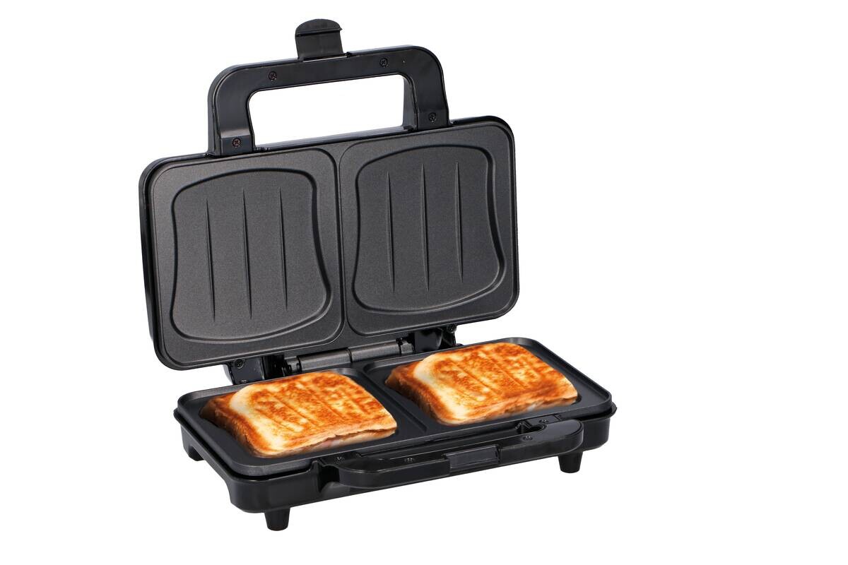 Sandwichtoaster silber schwarz B/H/L: ca. 12x26,5x31,5 cm