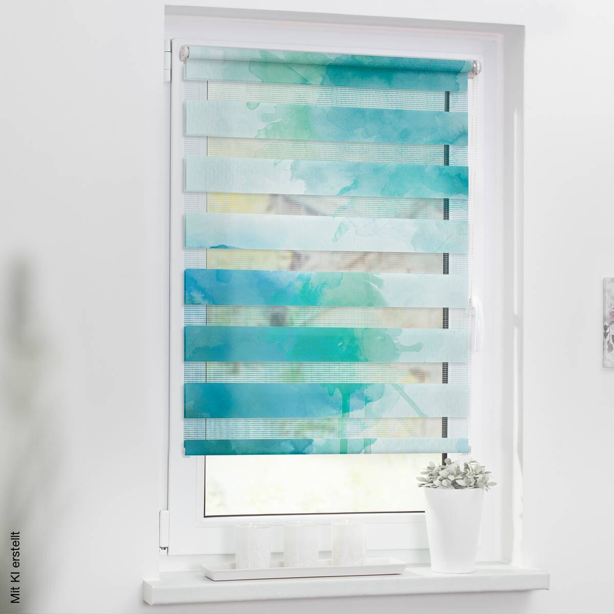 LICHTBLICK Doppelrollo Duo Aquarell blau B/L: ca. 80x150 cm