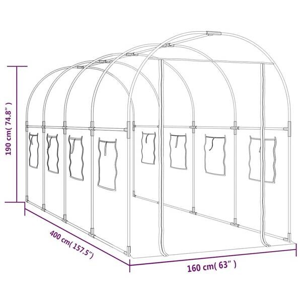 Gewächshaus transparent B/H/T: ca. 160x190x400 cm