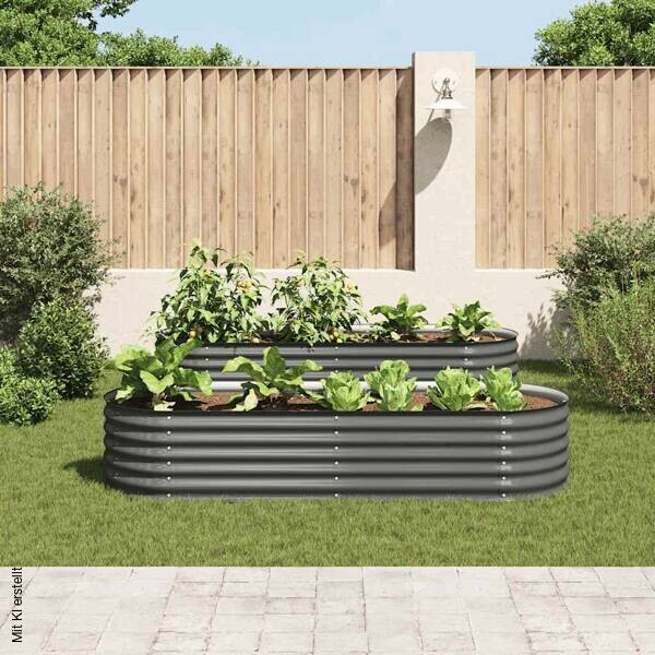 Garten-Hochbeet grau Stahl B/H/L: ca. 80x44x240 cm