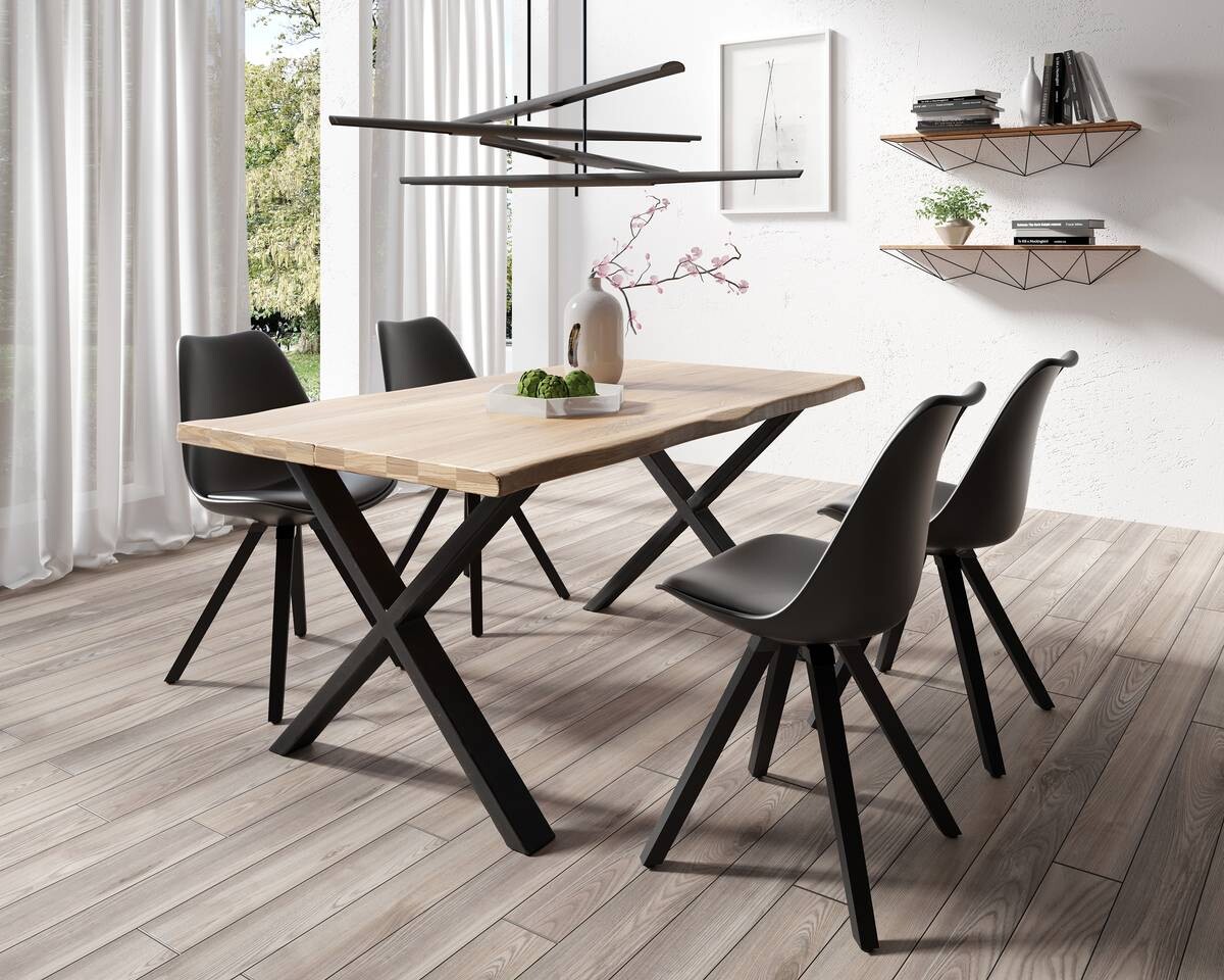 Stuhl KIRA 2er-Set schwarz schwarz schwarz Kunststoff Kunstleder Metall B/H/T: ca. 48x86x55,5 cm