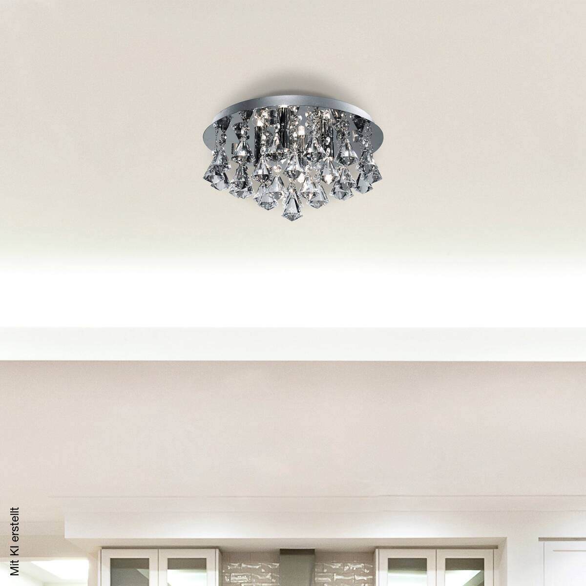Searchlight Deckenleuchte Hanna transparent Chrom Glas Stahl B/H/L/D: ca. 35x17,5x35x35 cm G9 4 Brennstellen