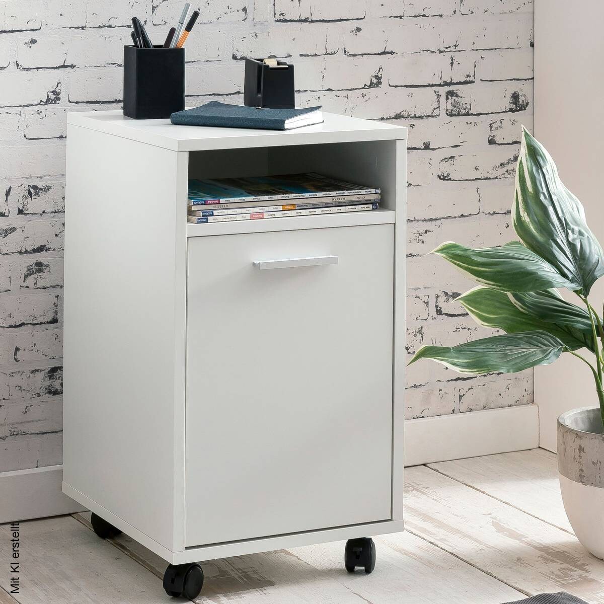 Rollcontainer weiß Spanplatte B/H/T: ca. 33x60x38 cm