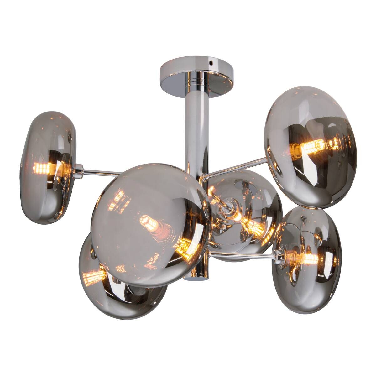 Näve Leuchten Deckenleuchte 1388397 Chrom Glas Metall B/H/T: ca. 53x38x53 cm G9 6 Brennstellen