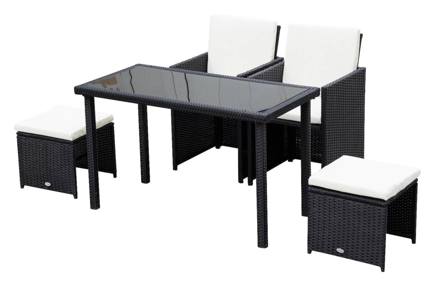 Outsunny Sitzgruppe schwarz Polyrattan