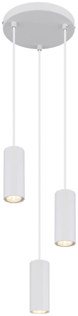 GLOBO Pendelleuchte JAMES 57918-3HW weiß Kunststoff Metall H/D: ca. 120x21 cm GU10 3 Brennstellen