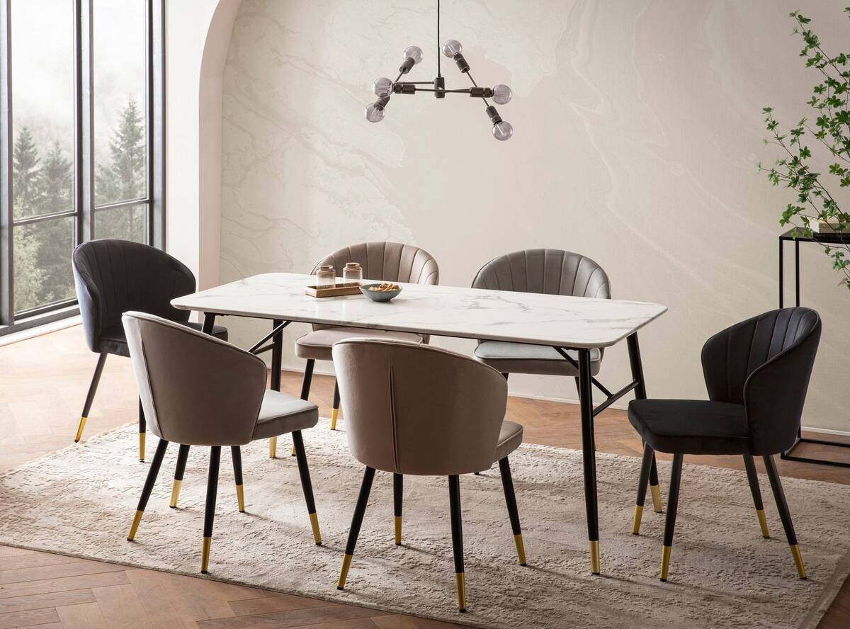 Esstisch weiß Marmoroptik Optik B/H/T: ca. 140x76x80 cm