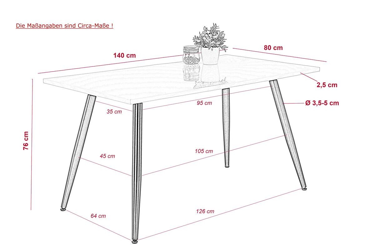 Essgruppe Brenz Holzwerkstoff B/H/T: ca. 180x76x90 cm