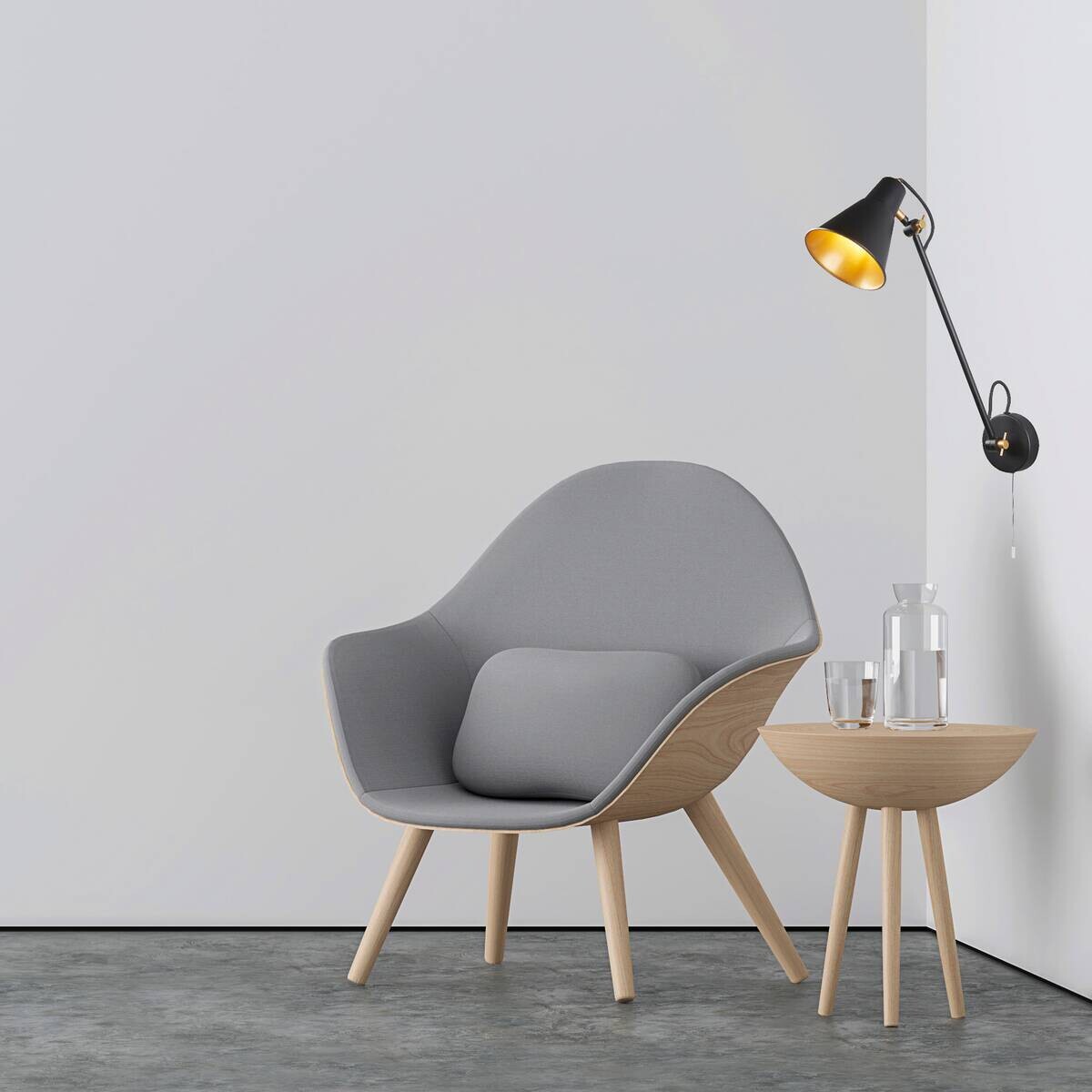 Searchlight Wandleuchte Swing Arm gold schwarz Stahl B/H/T: ca. 14x39x51 cm E27 1 Brennstellen