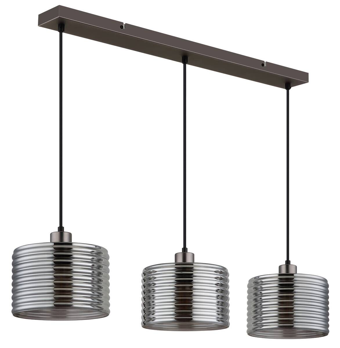 GLOBO Pendelleuchte LEVINA schwarz Metall Glas B/H/T: ca. 2x120x84 cm E27 3 Brennstellen