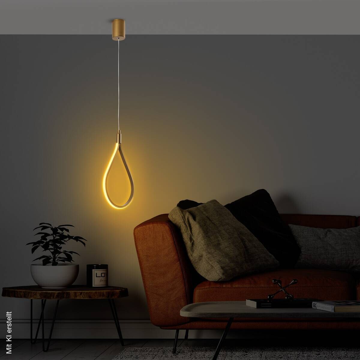 Opviq LED-Pendelleuchte gold B/H/T: ca. 23x100x10 cm