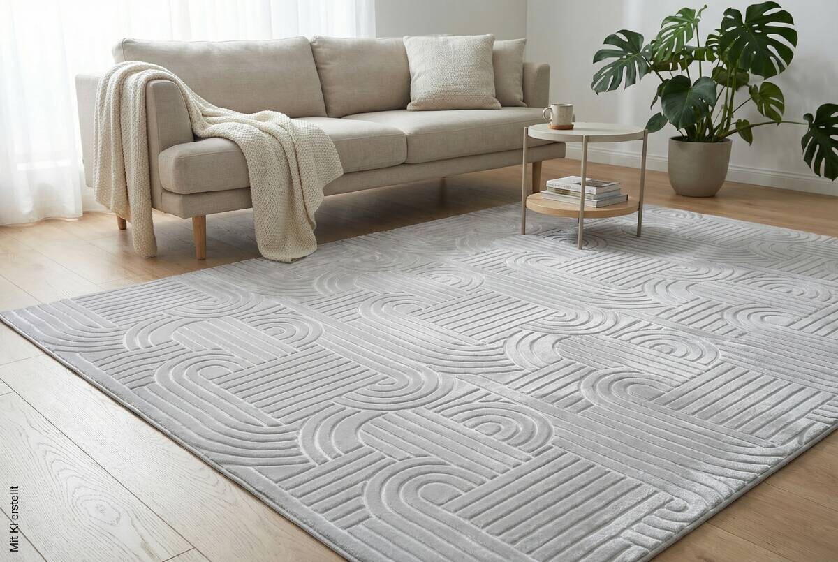 Kayoom Teppich Calma 125 silber B/L: ca. 80x150 cm