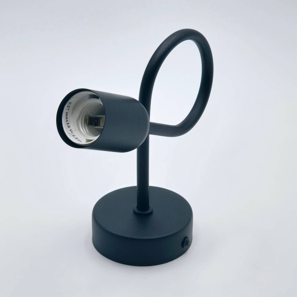 Lamkur Wandleuchte schwarz Stahl B/H/L: ca. 8x18x16 cm E27 1 Brennstellen