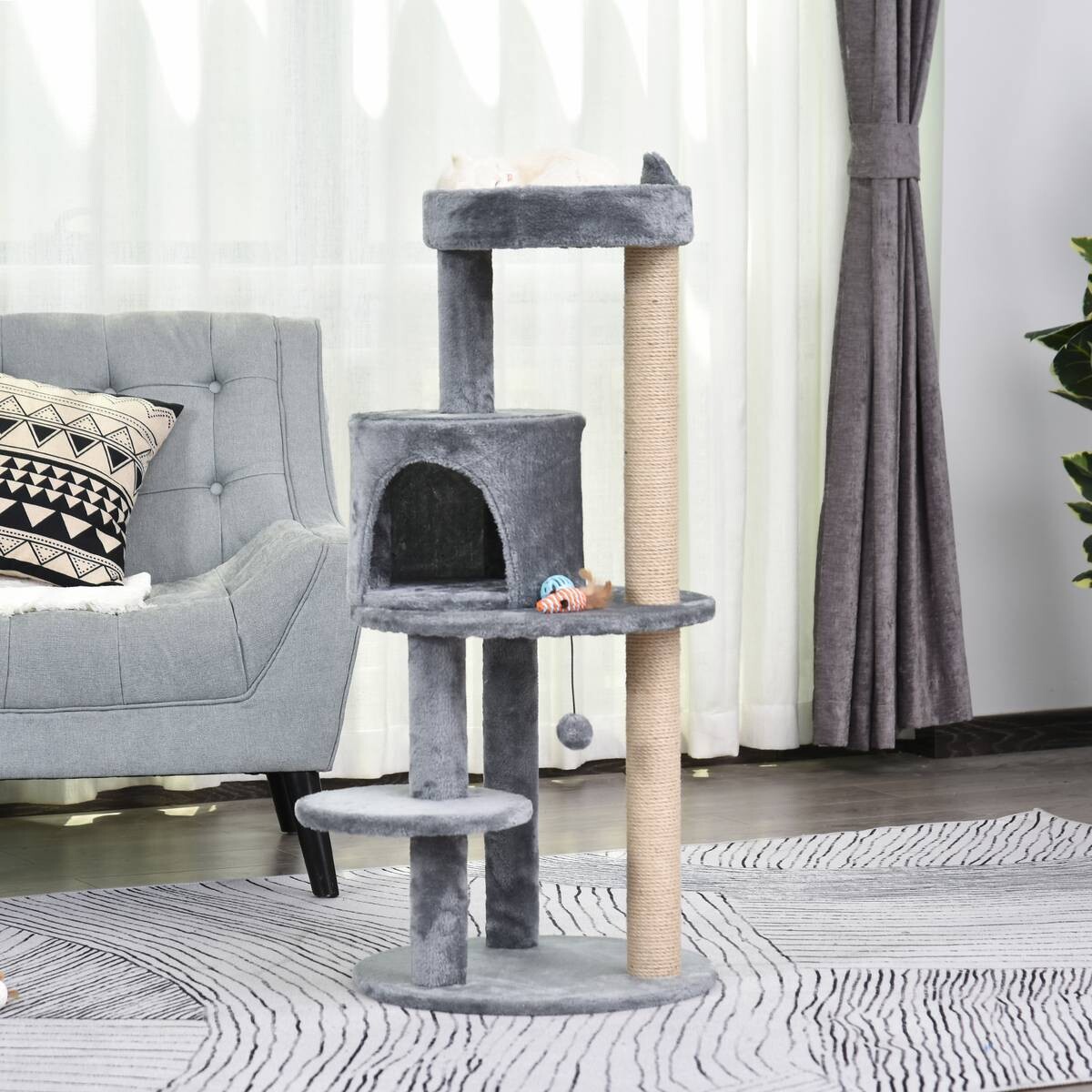 PawHut Katzenbaum grau Sisal B/H/L: ca. 48x104x48 cm