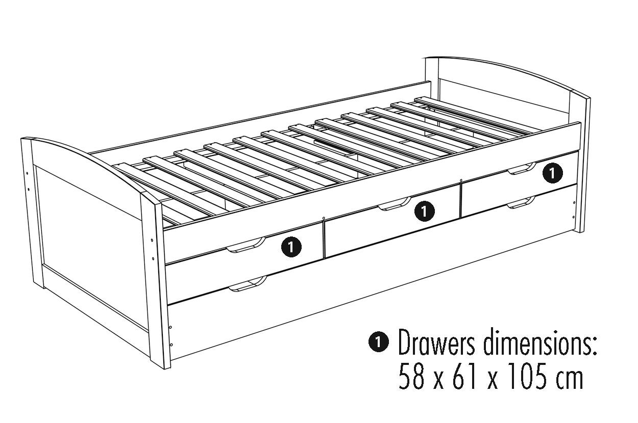 Funktionsbett Ulli weiß Liegefläche B/L: ca. 90x190 cm
