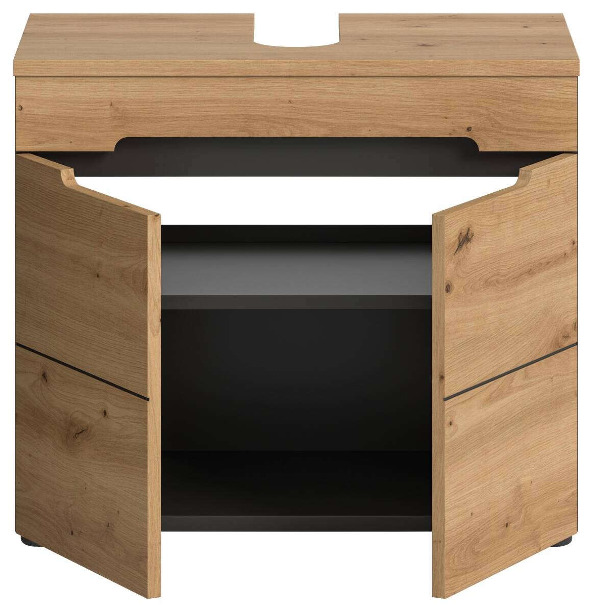 Waschbeckenunterschrank Canu Basalt Eiche Artisan Nachbildung B/H/T: ca. 63x55x34 cm