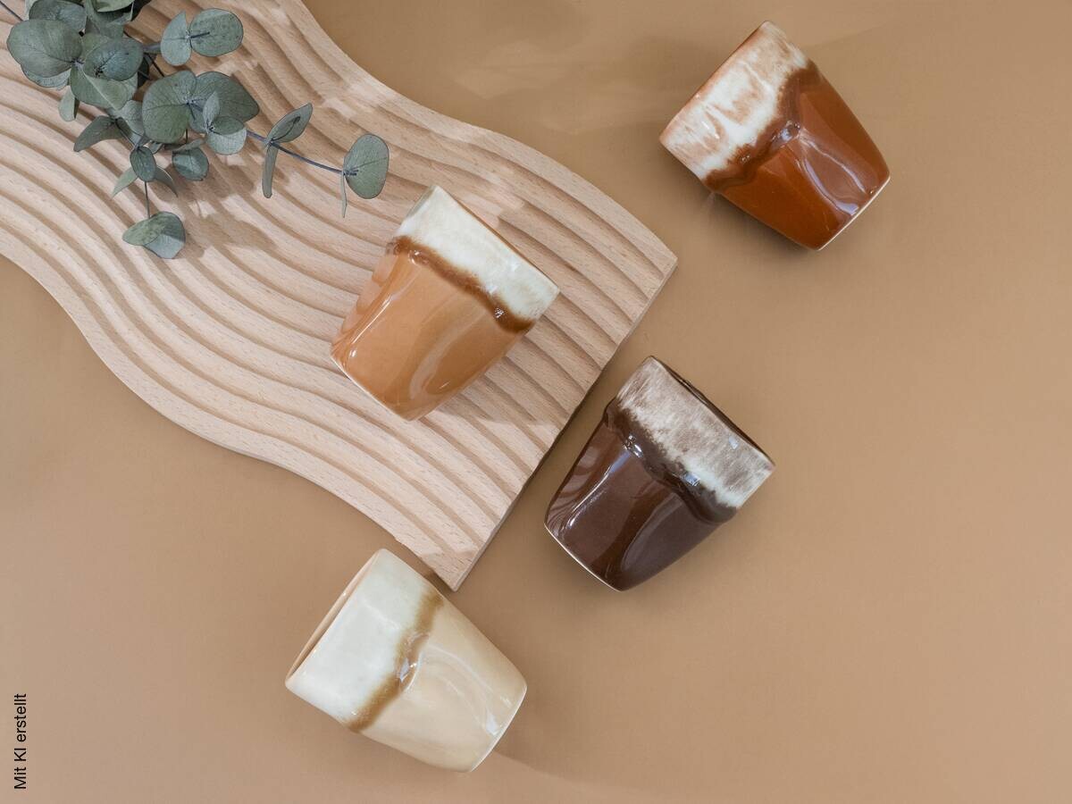 CreaTable Espressotassenset Squeezy Mocha braun Steinzeug 4 tlg.
