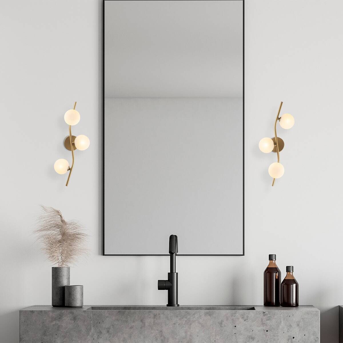 Opviq Wandleuchte Glas Metall B/H/L: ca. 19x55x23 cm G9 3 Brennstellen