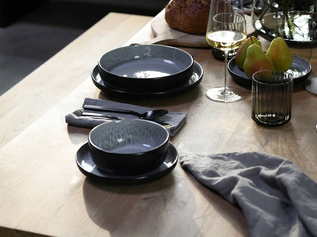 CreaTable Schalen-Set Nordic Fjord Frost grau Steinzeug D: ca. 15,5 cm