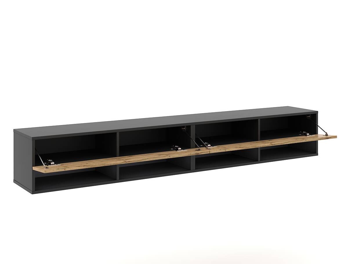TV-Lowboard TV LOWBOARD DERBY 280 schwarz Eiche Wotan Nachbildung B/H/T: ca. 280x32,5x31,5 cm