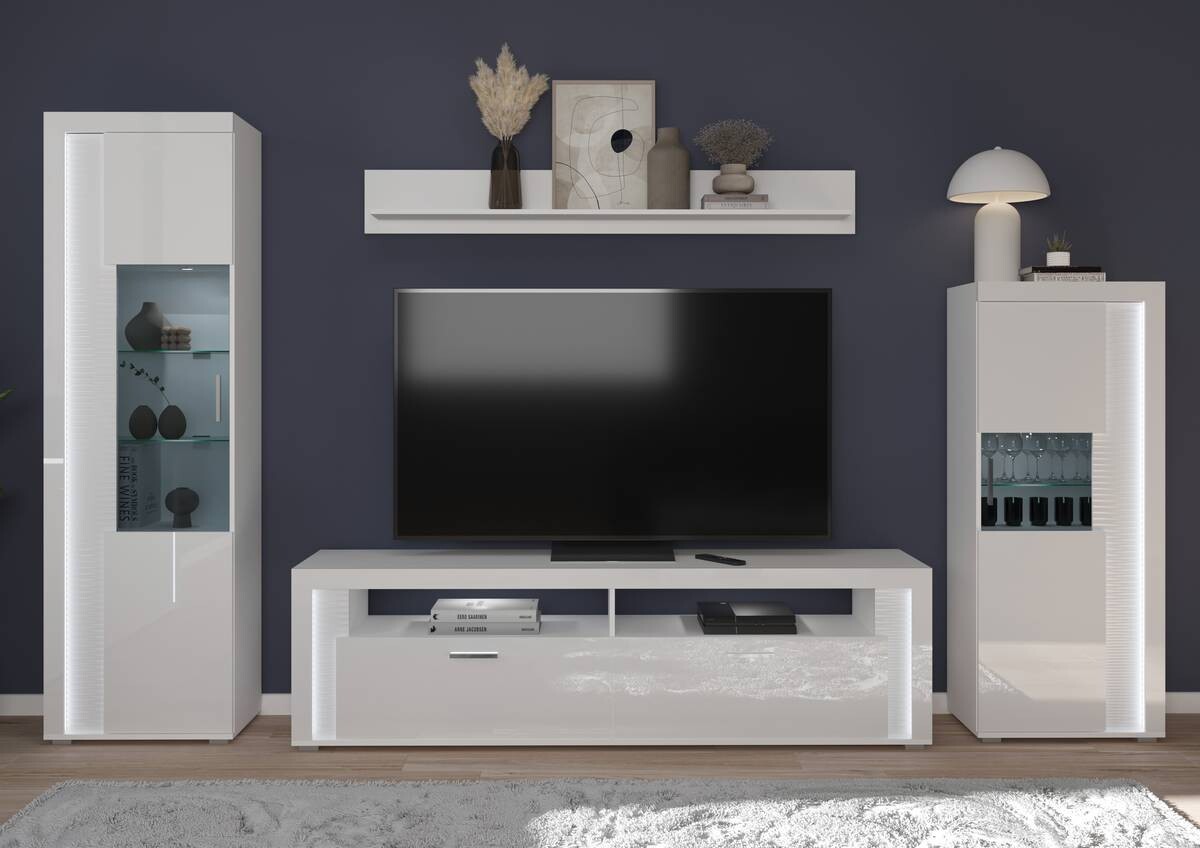 TV-Lowboard Skylight weiß weiß Hochglanz B/H/T: ca. 201x58x46 cm