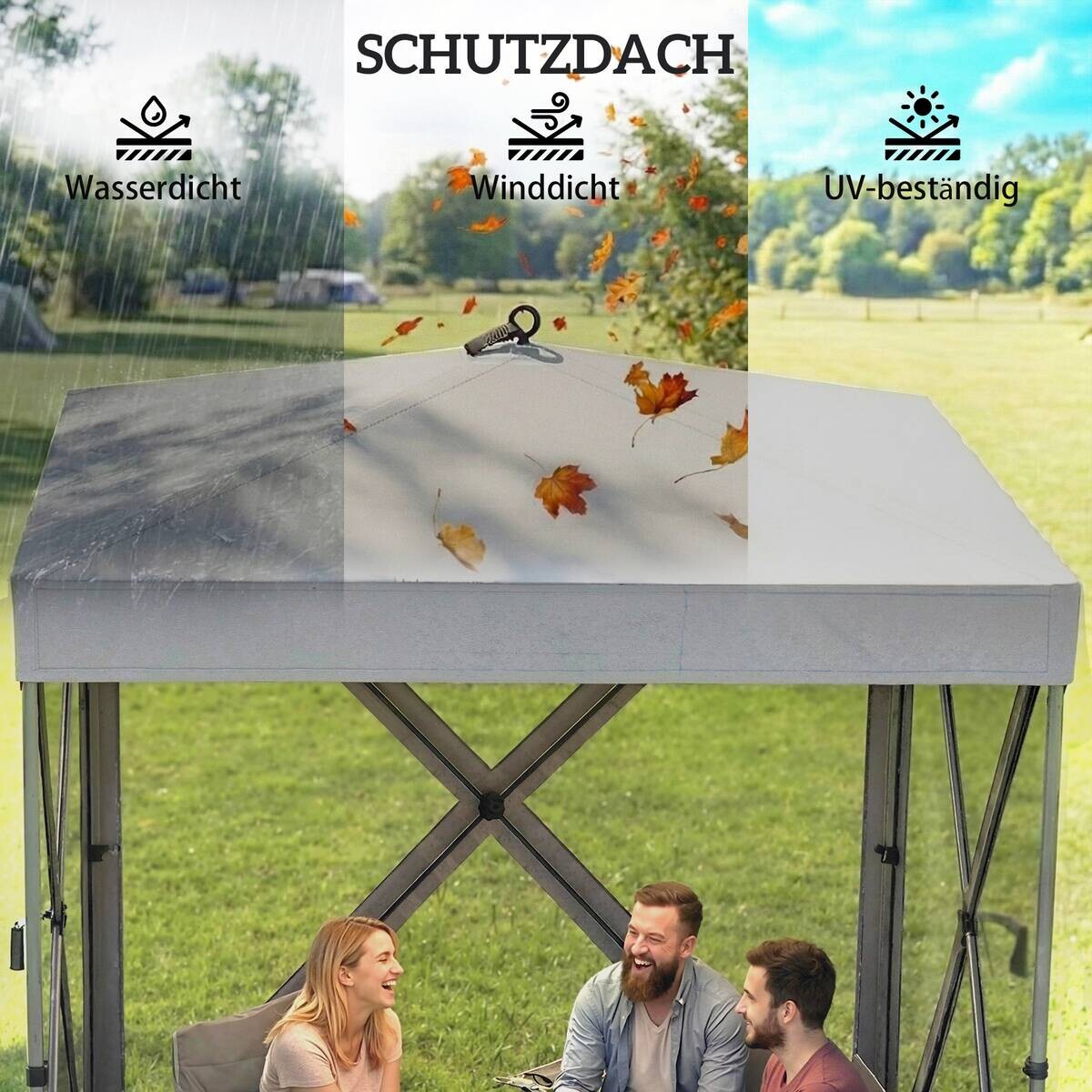 Outsunny Pavillon dunkelgrau Polyester B/H/L: ca. 185x205x185 cm