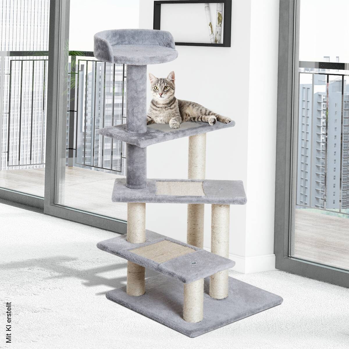 PawHut Kletterbaum beige Spanplatte B/H/L: ca. 48x101x48 cm