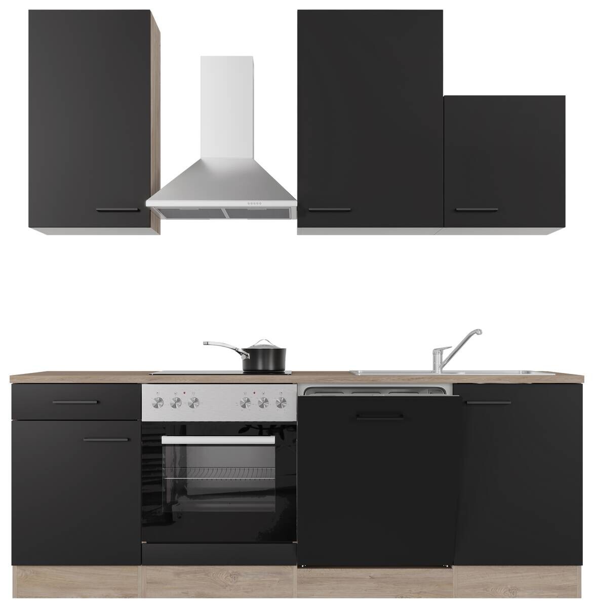 Küchenblock Capri schwarz matt B/H/T: ca. 220x234x60 cm