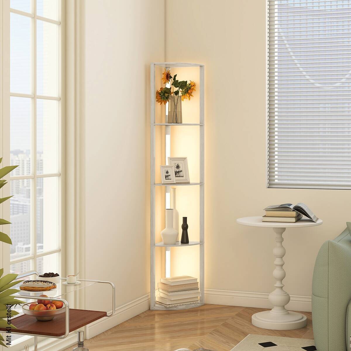 HOMCOM Stehleuchte Eiche MDF B/H/L: ca. 29,5x163,5x41 cm
