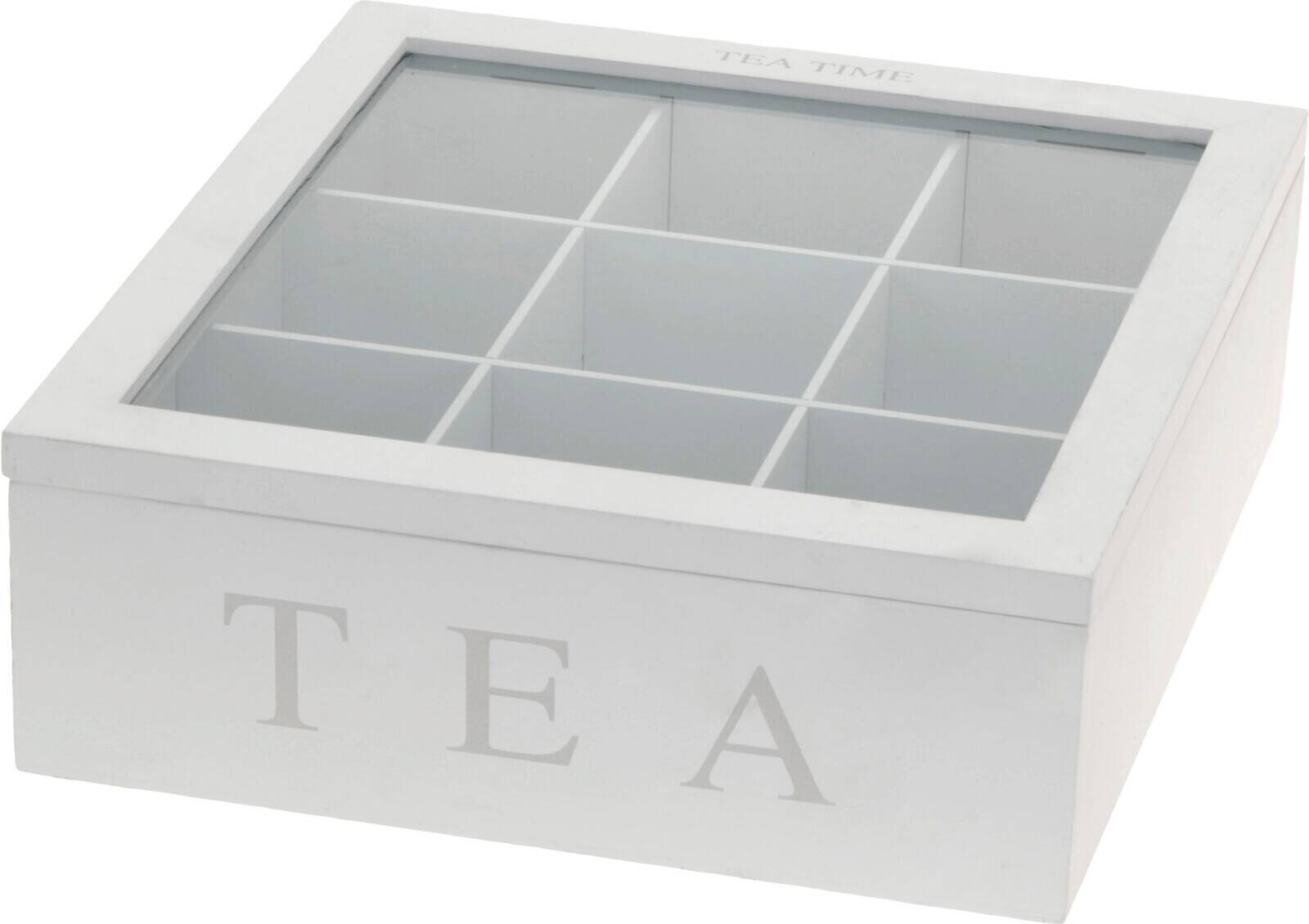 Teebox weiß MDF B/H/L: ca. 23x9x23 cm