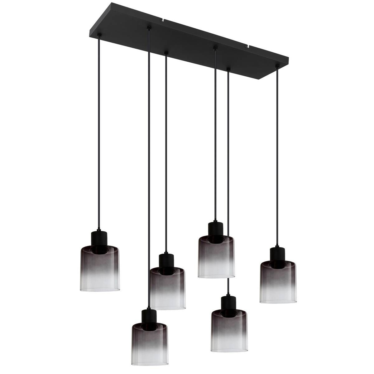 POCOline Pendelleuchte Annie schwarz Metall B/H/L: ca. 25x120x77 cm E27 4 Brennstellen