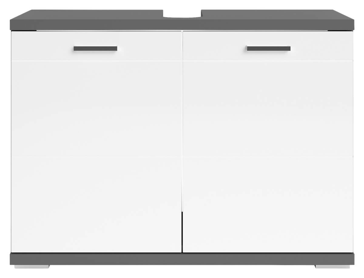 Waschbeckenunterschrank NEBRASKA anthrazit weiß Hochglanz silber verchromt B/H/T: ca. 80x59x31,5 cm