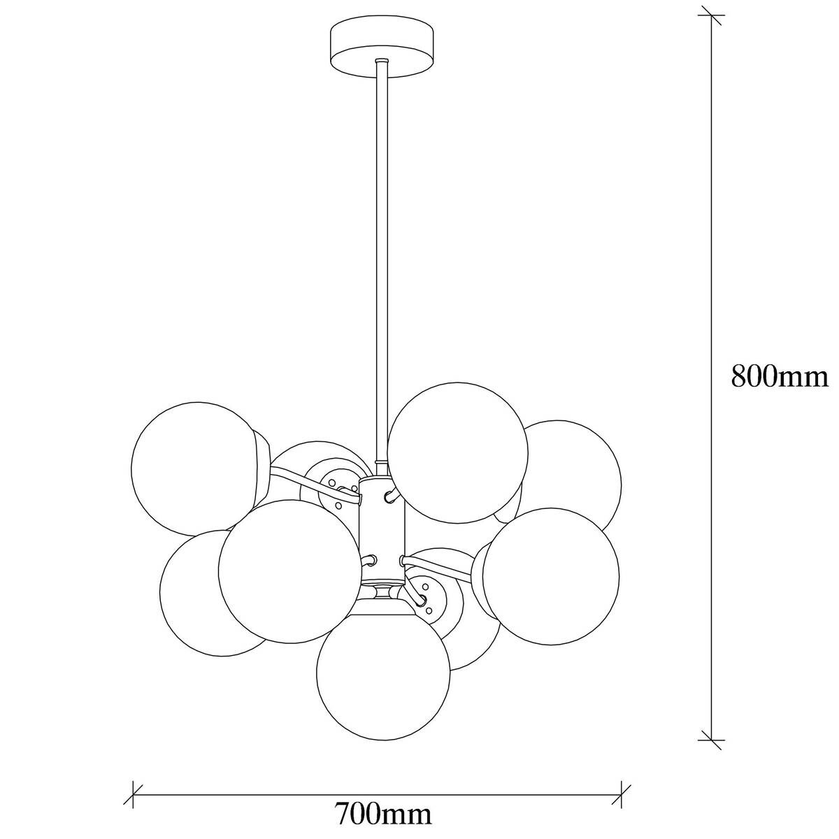 Opviq Pendelleuchte Mudoni weiß Glas B/H/T/L/D: ca. 70x80x70x70x70 cm E27 9 Brennstellen