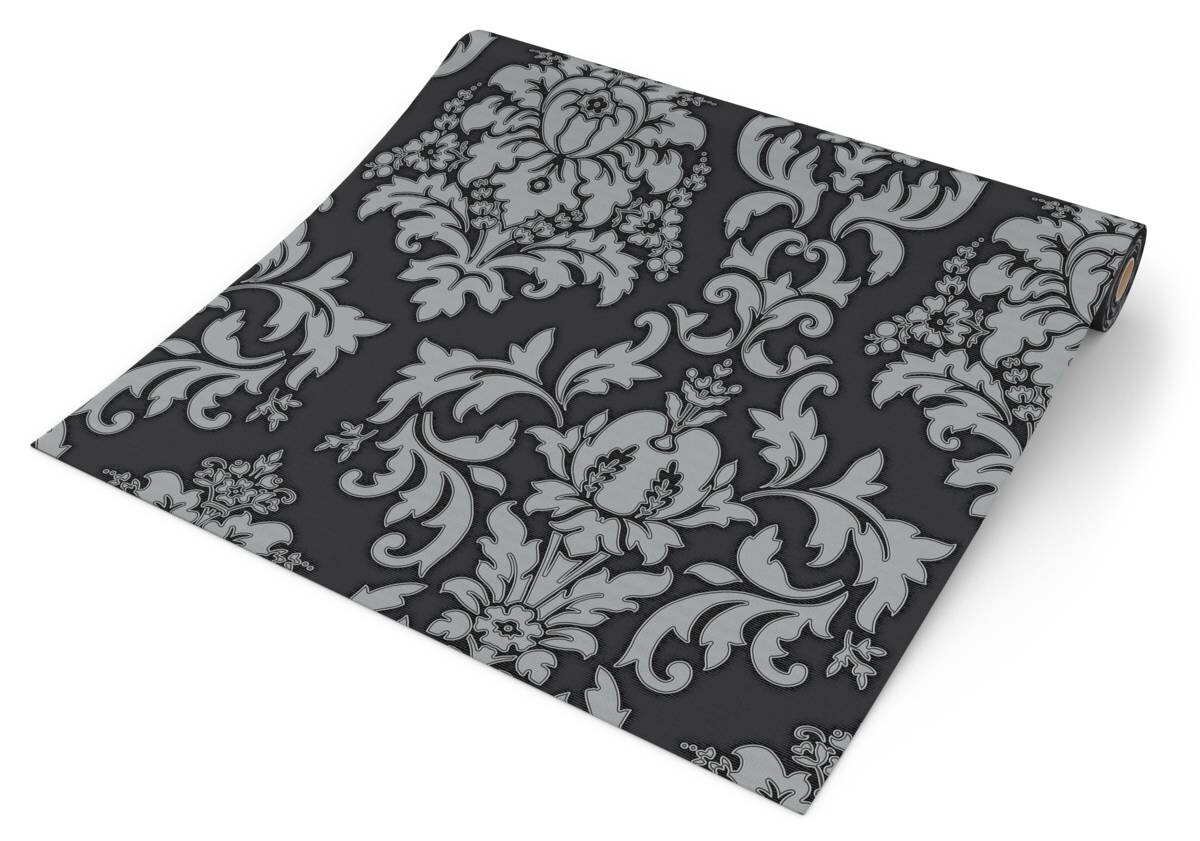 UGEPA Vinyltapete Ornament schwarz grau B/L: ca. 53x1005 cm
