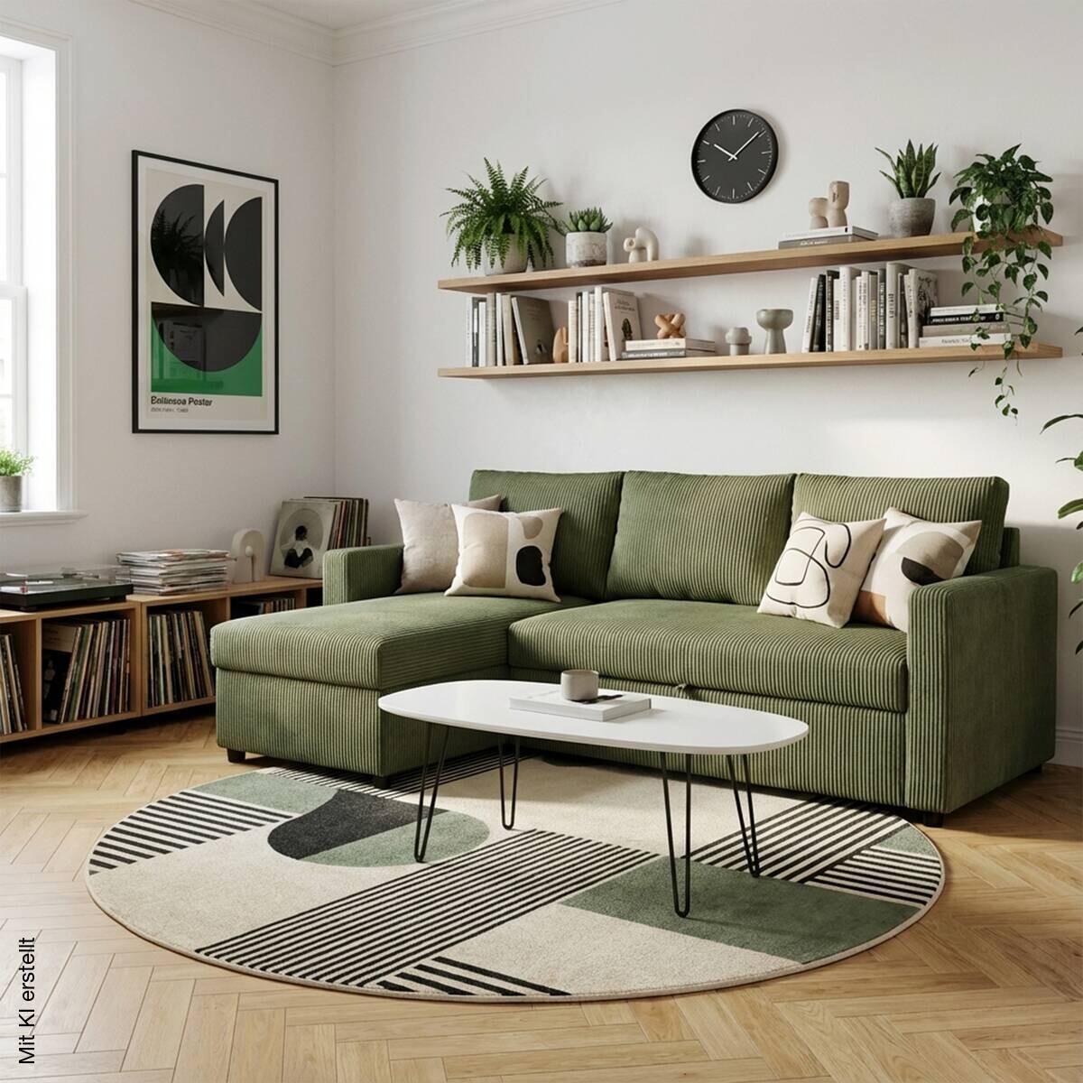 Ecksofa mit Bettfunktion und Bettkasten khaki Microfaser B/H/T: ca. 215x145x82 cm