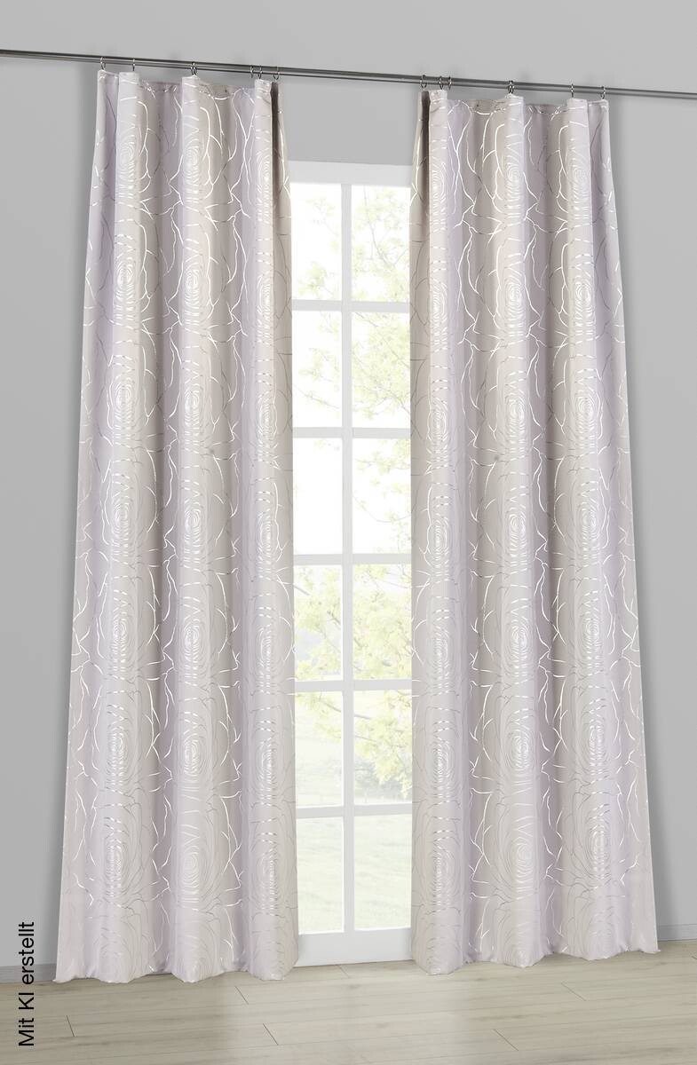 Home Essential Verdunklungsvorhang Roses silber B/L: ca. 140x245 cm