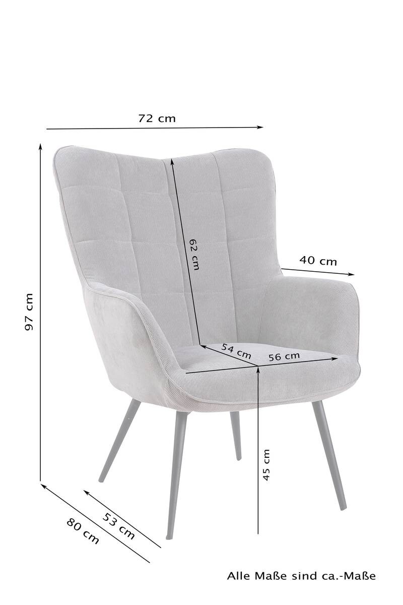 byLIVING Sessel UTA schwarz schwarz Stoff Metall B/H/T: ca. 72x97x80 cm