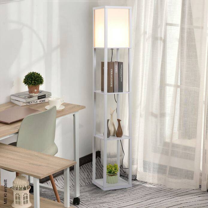 HOMCOM Stehlampe 833-623V90WT weiß Acryl Kunststoff B/H/L: ca. 26x160x26 cm E27 1 Brennstellen