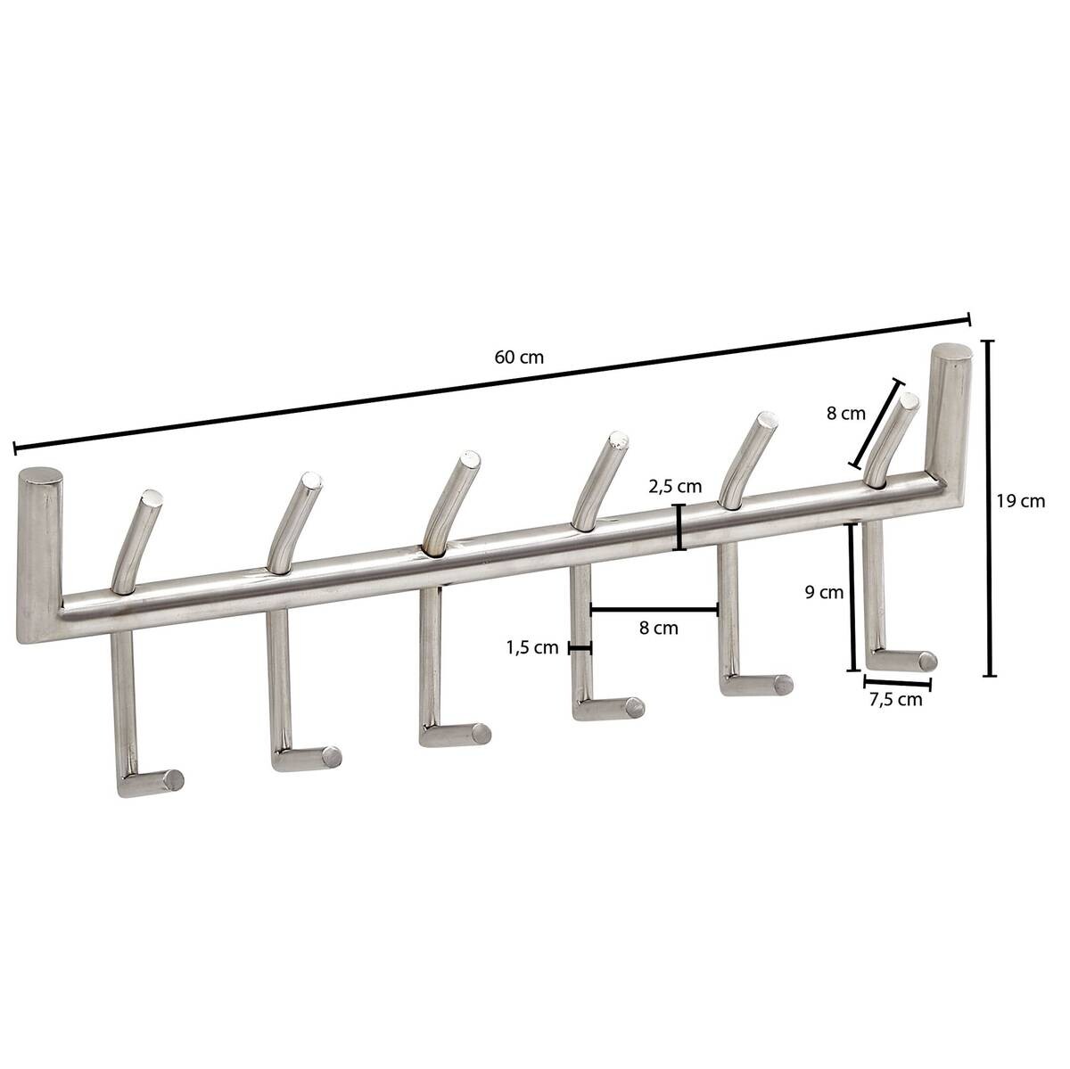 Garderobe Stahl poliert B/H/T: ca. 60x19x10 cm