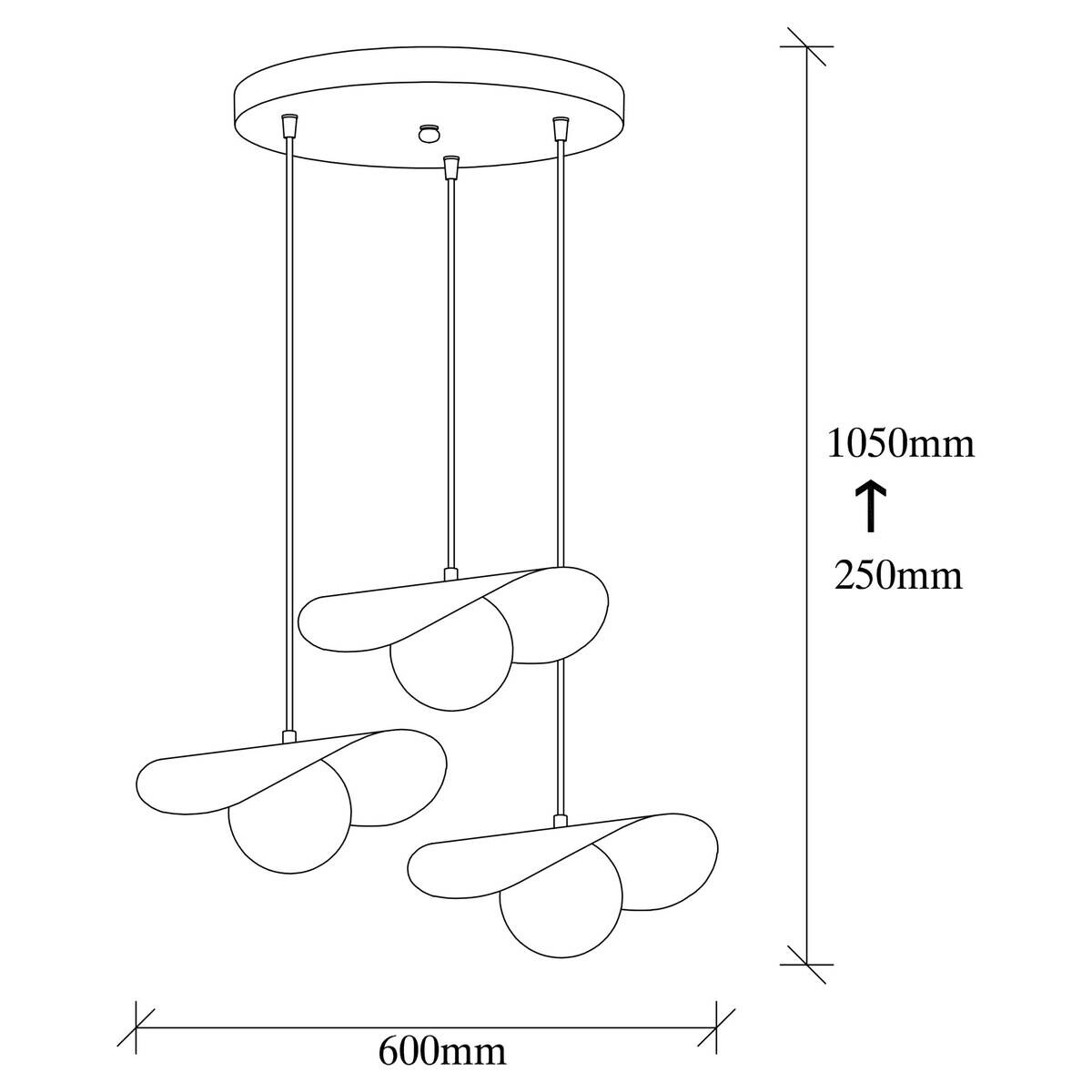 Opviq Pendelleuchte Vatoz-6141 schwarz B/H/T/L/D: ca. 60x105x60x60x60 cm E27 3 Brennstellen