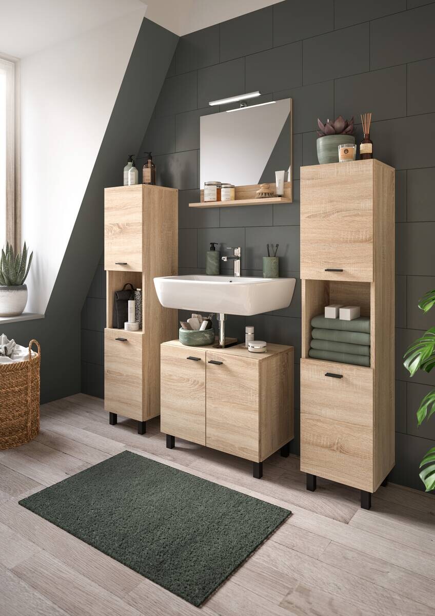 Badezimmer-Set BOSTON Eiche Sonoma Nachbildung B/H/T: ca. 137x186x33 cm