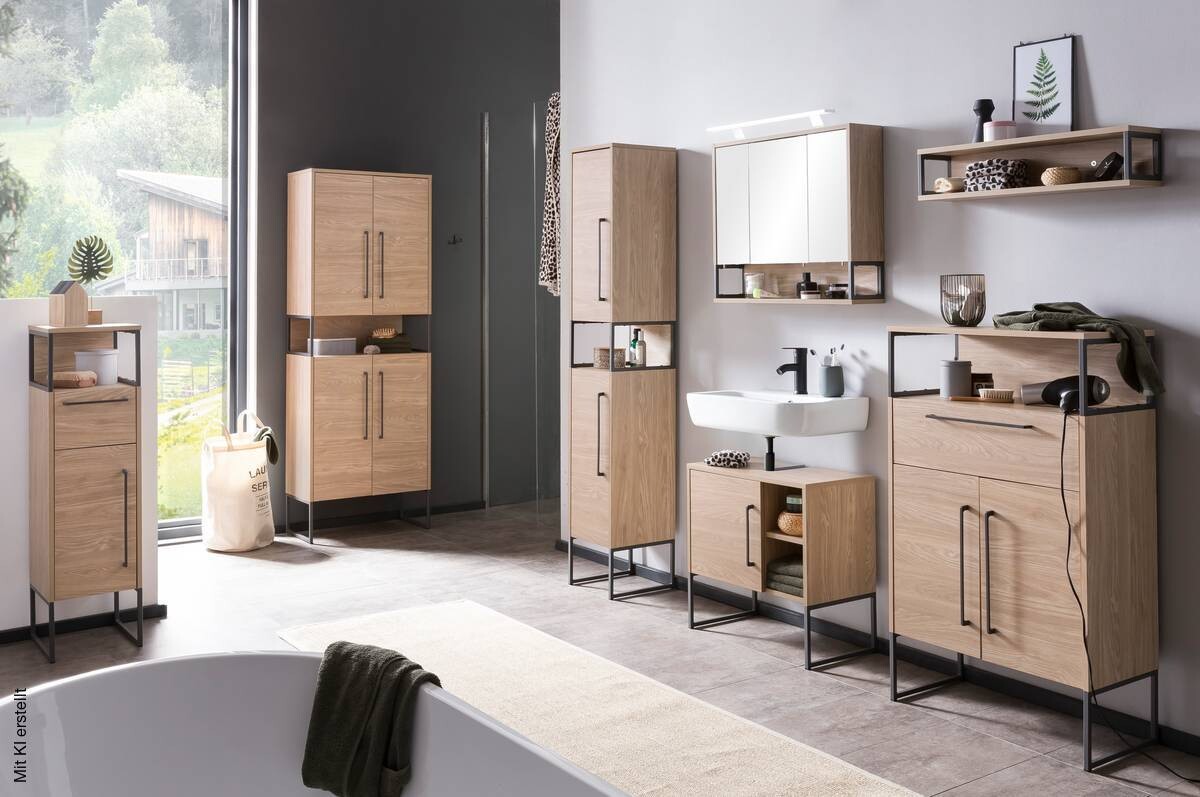 Waschbeckenunterschrank Limone Eiche hell Nachbildung B/H/T: ca. 60,4x59,5x33 cm