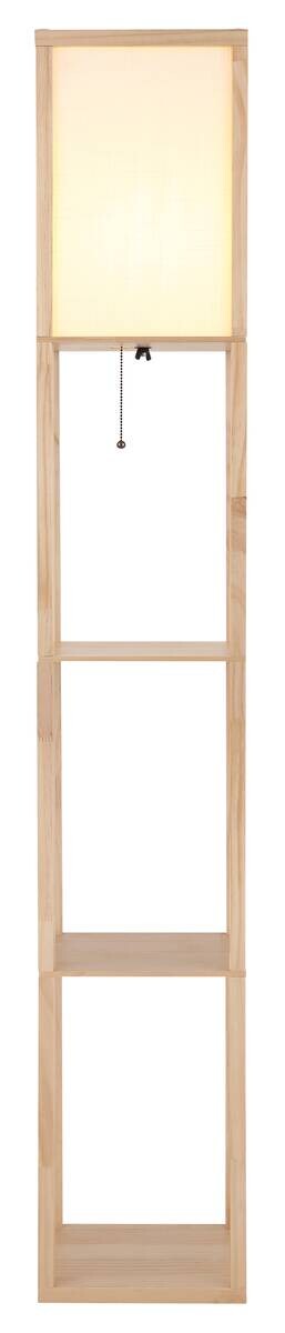 GLOBO Stehlampe hellbraun weiß Textil PVC Holz B/H/L: ca. 26x159x26 cm E27 1 Brennstellen