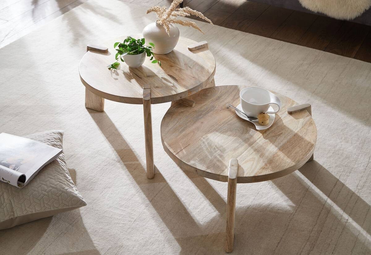 Couchtisch 2er-Set. natur