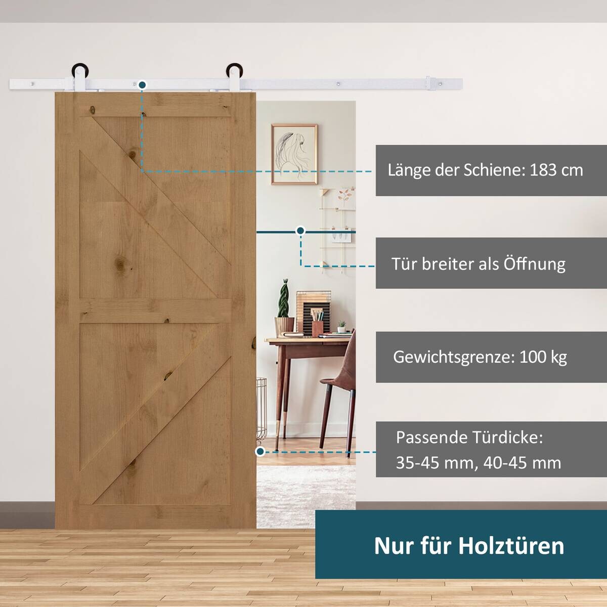 HOMCOM Schiebetür-Beschlagsatz